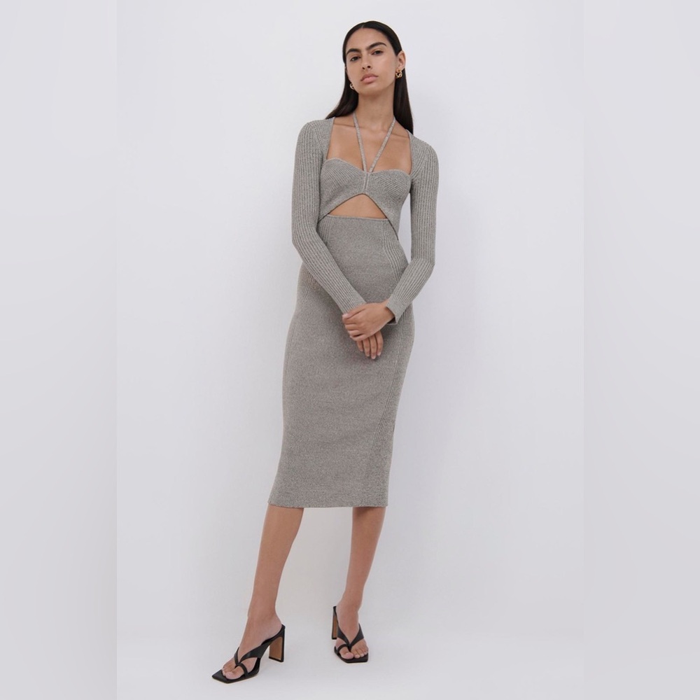 SIMKHAI SOLD OUT!!! Danika Marled Midi Dress.  Nougat. XS